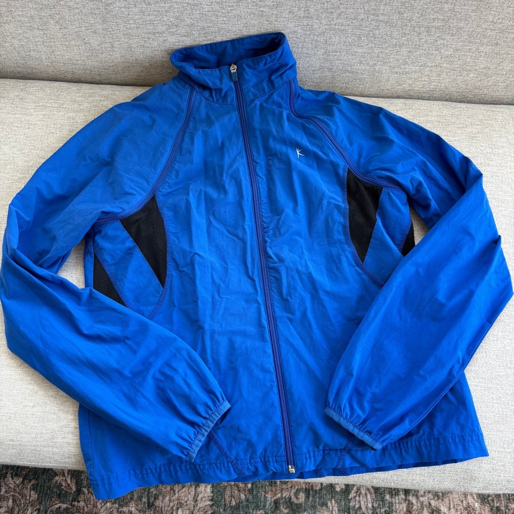 Vintage Danskin Now Track Jacket M Blue Mesh Zip Up Windbreaker Y2K Mom Workout